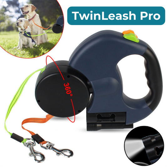 TwinLeash Pro - 3m Doppel-Hundeleine für 2 Hunde - Kein Verheddern